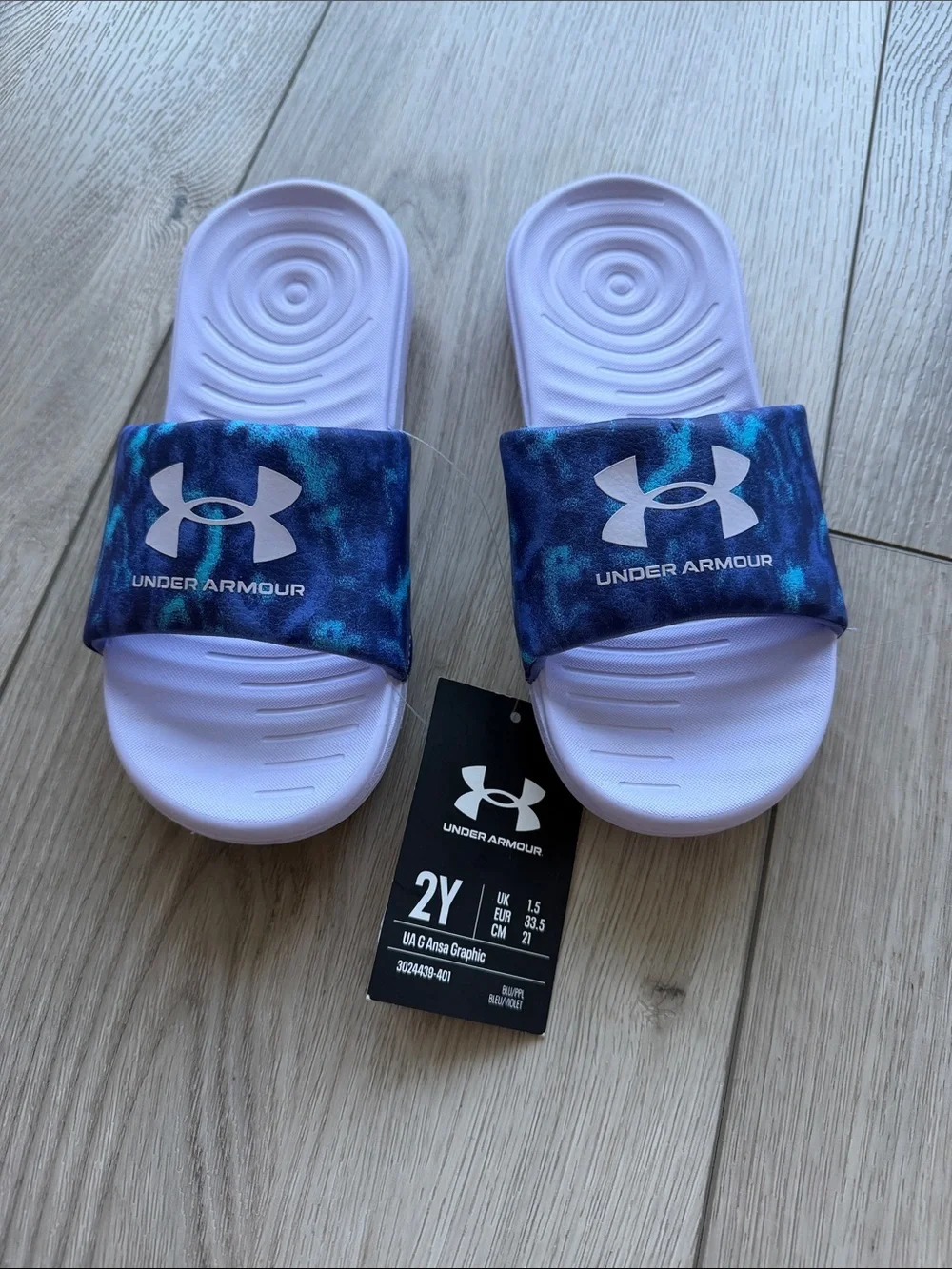 Under Armour Ansa Graphic Slides NWT Girls 2Y Beach Travel Cruise Play Summer